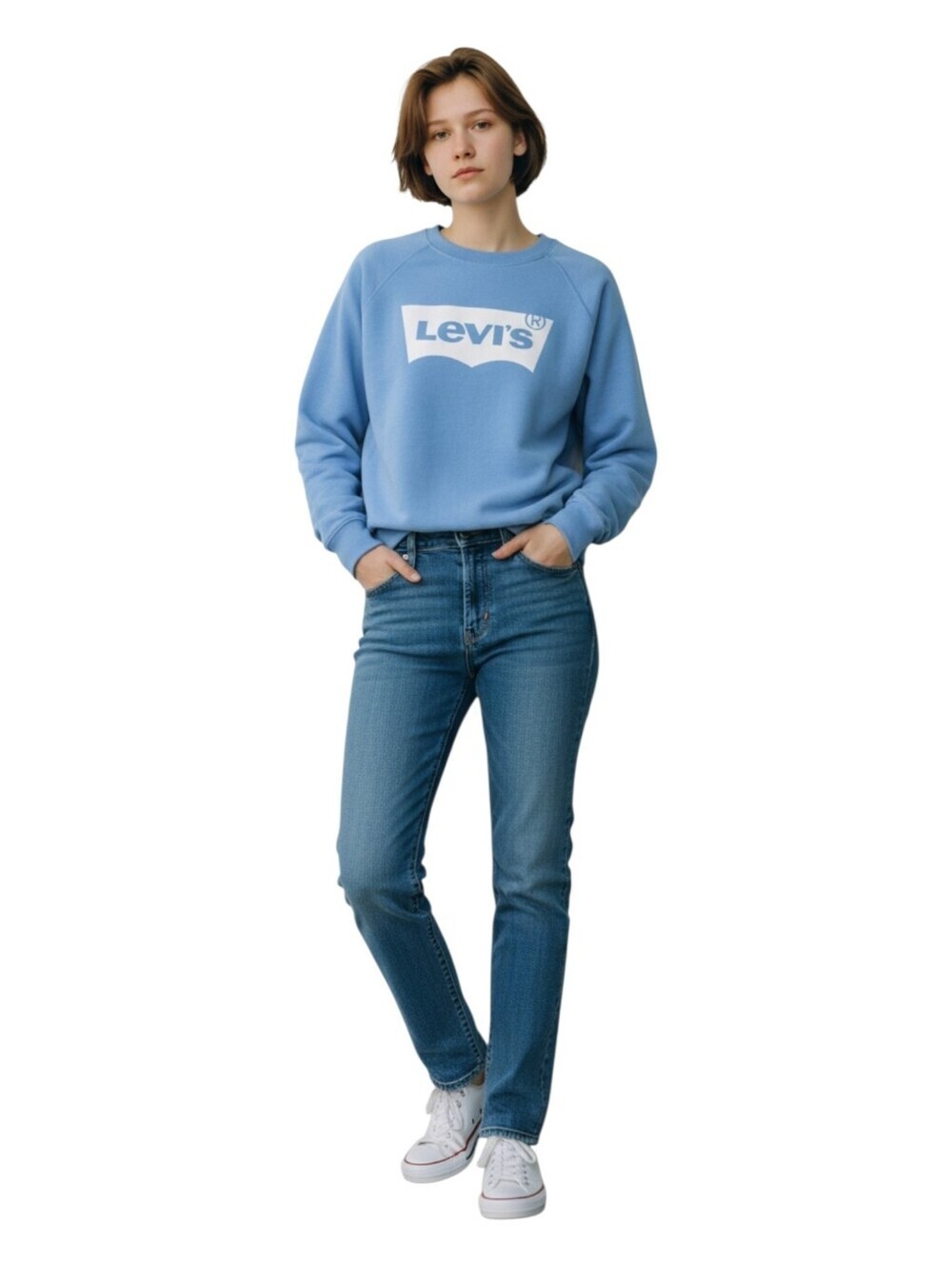 Levi's Womens Blue Classic Logo French Terry Crewneck Sweatshirt Size XL